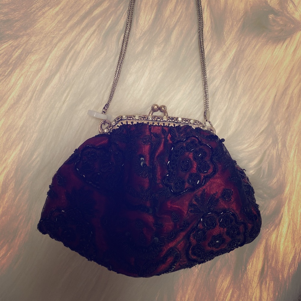 Vintage evening bag, handed made with mini Mirror